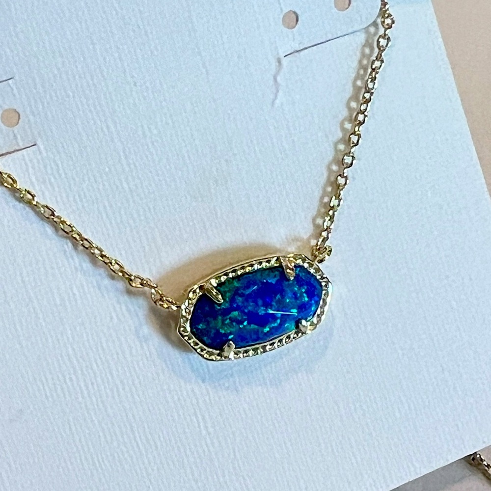 NWT Kendra Scott Elisa Blue Opal & Yellow Gold Retired Stunning Opal Very Rare! - Picture 14 of 14